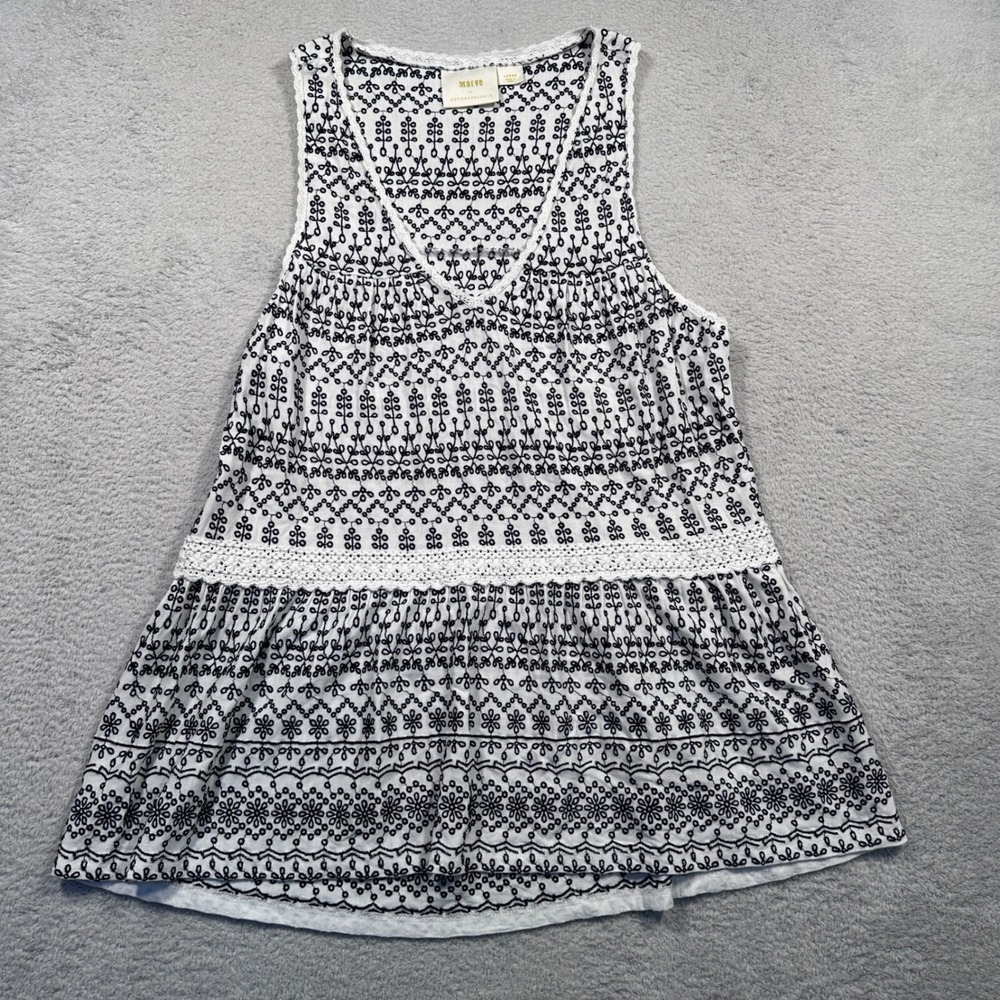 Maeve Anthropologie Embroidered Tank Top Sleeveless‎ Bohemian Boho Women's Large